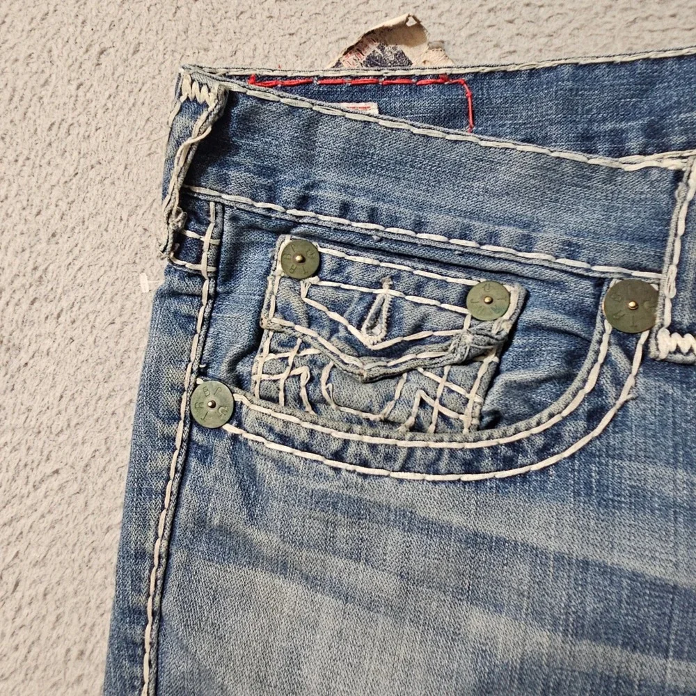 Vintage True Religion Denim Blue Jeans Men's Size 44x34 Point Guard Thick Stitch